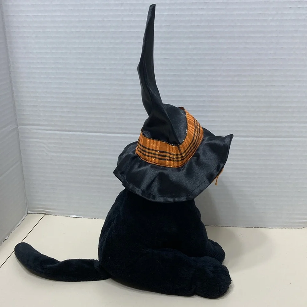 Ty Merlin 2005 Pluffies Halloween Black Cat Witch Hat Stuffed Animal Tags Vtg